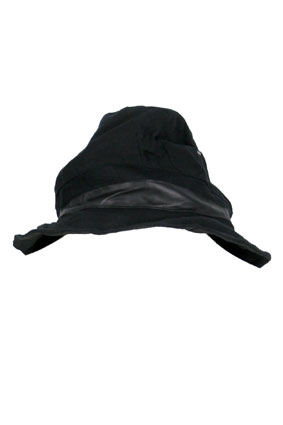 Masnada Men Hat Black hat with leather and staples detail view 3 Masnada Men Hat Black hat with leather and staples detail view 3